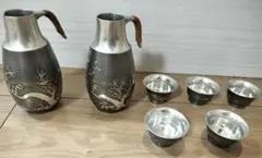 最高級酒器】 本錫 錫半 酒器揃え ちろり お猪口 建水 9点セット 伝統 