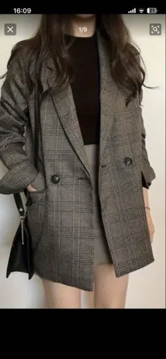 チェック柄 ダブルボタン テーラードジャケット