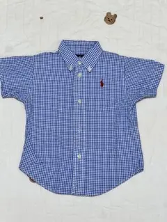 ラルフローレン ギンガムチェック ブルー 半袖シャツ 90