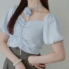2way choker blouse / 2wayチョーカー付きブラウス ブルーのサムネイル