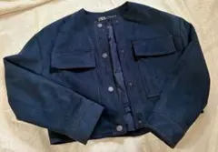 ZARA フェイクスエードジャケット コントラストトップステッチ