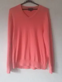 Vネックセーター　 綿100%　コーラルピンク　LAND'S END