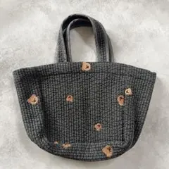 【新品】韓国ヌビバック グレー くま柄トートバック ヌピバッグ マチあり