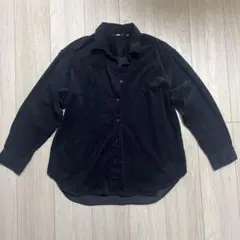 UNIQLO コーデュロイ ブラックシャツ M ゆったり カジュアル