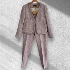 Green Label Relaxingツイードノーカラージャケットパンツスーツ