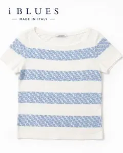 i BLUES 半袖カットソー Mサイズ 花柄ボーダー イタリア製 レディースのサムネイル