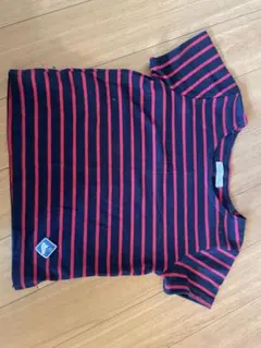 ネイビーと赤のストライプTシャツ