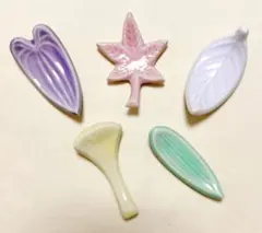 未使用　和食器　陶磁器　各種葉っぱ　リーフ形　箸置き5個