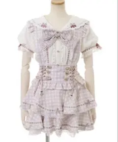 LIZLISAはしごリボンギンガムティアードスカパンピンク まとめ買い10％オフ