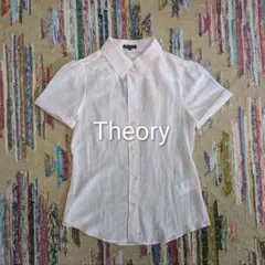 【未使用】Theory シースルーシャツ　シアー　シルク混　半袖　ピンクのサムネイル