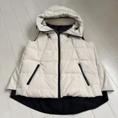 未使用　フード付き　配色　ダウンベスト