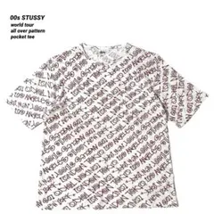 00s STUSSY ステューシー ワールドツアー 総柄 ポケT 赤 L