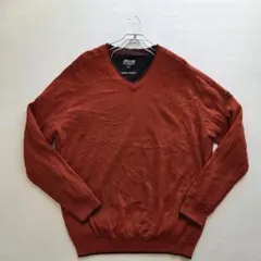 【美品】Mizuno　春むきニット Vネック　コットン混　オレンジ　メンズXXLのサムネイル