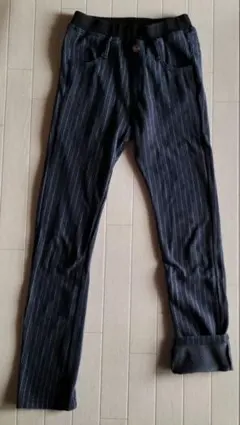 紺ストライプ ソフト＆あったか裏起毛パンツ 160cm