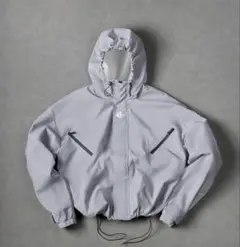 【テック系】ライトグレー マウンテンパーカー M オーバーサイズ フード付き