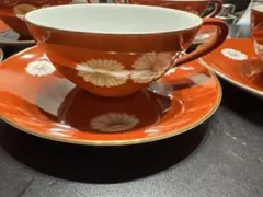 ノリタケ 赤菊ティーカップソーサーセット5客