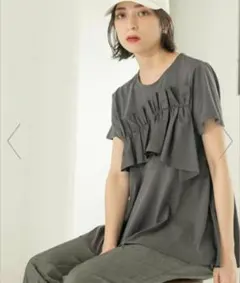 オペークドットクリップ フリルドッキングトップス【接触冷感/洗濯機洗い可】