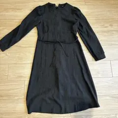 DHOLIC チャコールグレー長袖ひざ丈ワンピース