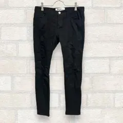 BLUGIRL ジーンズ デニム パンツ 黒 スキニー ダメージ加工のサムネイル
