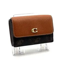 新品・未使用COACHコーチ三つ折り財布ホース馬車Cロゴブラウンレザー