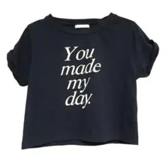 A1079 chico Tシャツ 半袖 カットソー (F) 黒 プリント文字