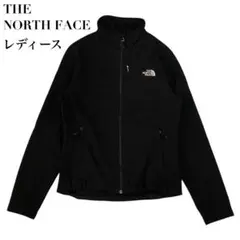 ノースフェイス ソフトシェルジャケット 両面刺繍ロゴ 黒 レディースM相当