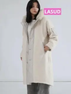 LASUD ファーボアコートアイボリー　未使用品　サイズ9号　定価34000円のサムネイル
