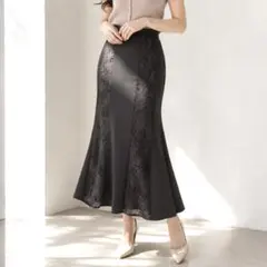 Her lip to シェルレース マーメイドスカート S 茶 サテン 美品のサムネイル
