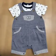 90cm サロペット　オーバーオール　半袖Tシャツセット　グレー　西松屋　ベビー