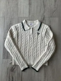 グローバルワーク　襟付きニット　150センチ う洗えるポロ襟ニットプルオーバー