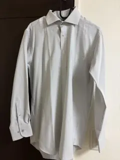 ワイドカラーワイシャツ グレー ストライプ