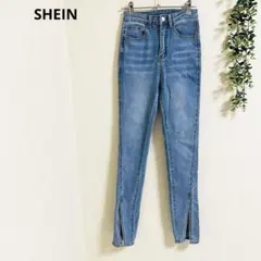 シーイン デニム ジーンズ XS ハイウェスト　スリット　コットン混　美脚効果のサムネイル