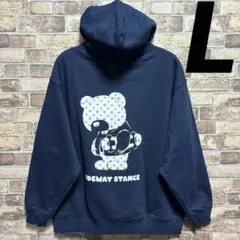 ネイビー パーカー Lサイズ モノグラムベアプリント