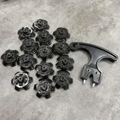ゴルフ スパイク鋲 ゴルフシューズ 14個 ソフト 靴 交換 レンチ付き 黒のサムネイル