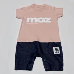 moz ロンパース【70】 カバーオール 半袖 ネイビー ピンク