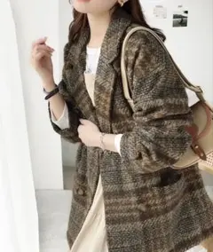 し*ん様 【美品】ブラウン チェック ジャケット classicalelf