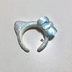 ユニバ USJ キティちゃん スパンコール 白 ホワイト 水色 カチューシャ