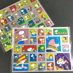 【新品未使用】スヌーピー　2枚　切手風シール　昭和レトロ　レア　当時物マリンS