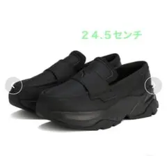 【新品・未使用】PUMA ブラック ローファー 厚底 23.5 センチ 新品未使用】プーマ スニーカー ローファー 厚底 黒 24.5