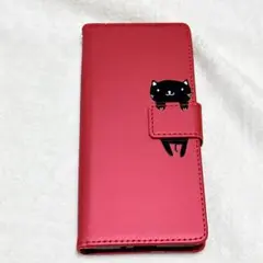 Xperia 5 III 手帳型ケース レッド ネコ シンプル カード収納