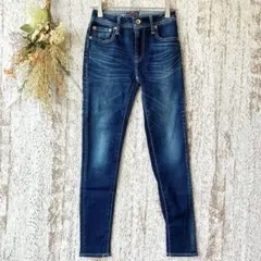 ロデオクラウンズ　スキニーデニム（23）ストレッチ　ヒゲ加工　ブルーa1813