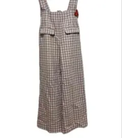 Treat ürself サロペット　ツイード　ピンク×白　チェック　ラメ　M