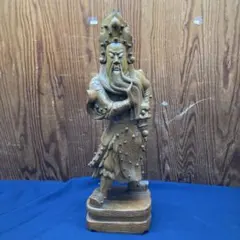 特大62cm 三国志 関羽雲長 木彫り 置物 武財神 関帝像 商売繁盛 縁起物