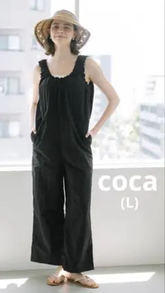 coca ワッシャーナイロン肩ギャザーオールインワン♡ (L)