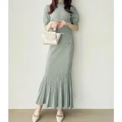 ②RESEXXY ニットマーメイドワンピース 緑 美脚 スタイルアップ 細見え