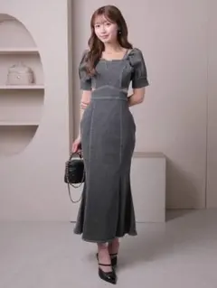 lipservice 2wayショルダーデニムマーメイドワンピース グレー