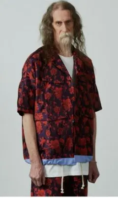 UNSELDs　フローラルジャガードS/Sミリタリーシャツ