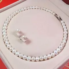 SV天然真珠 ピンクネックレス チタン製ピアス セット 約11mm - メルカリ