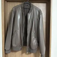 ZARA フェイクレザージャケット ブラウン Lサイズ