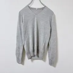 無印良品 ウール シルク Vネック 薄手 ニット グレー XS シンプル